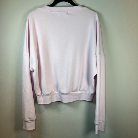 Vinyl Icons Women's Big Bow Sweatshirt Pink Black Fleece Cropped Cozy Chic Small - Picture 7 of 12